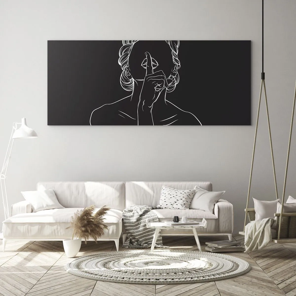 Glastavla - Bild på glas - Skönhet blommar i tystnad - 160x50 cm