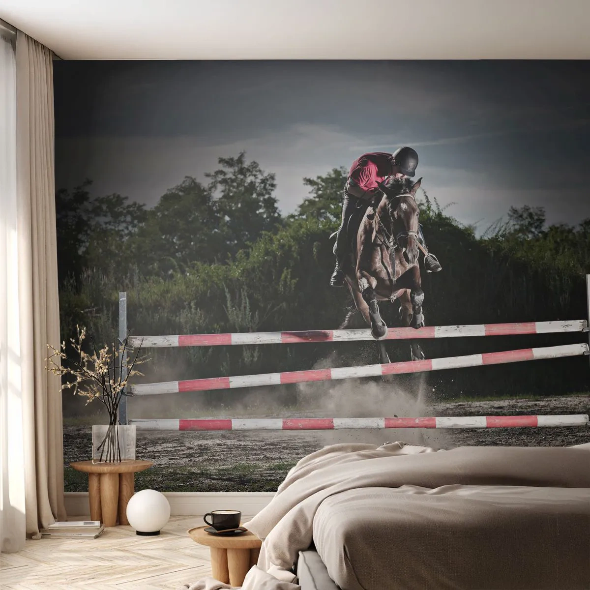 Fototapet Premium Sand - Tillsammans mot seger - Djur, Häst, Sport - 350x256 cm