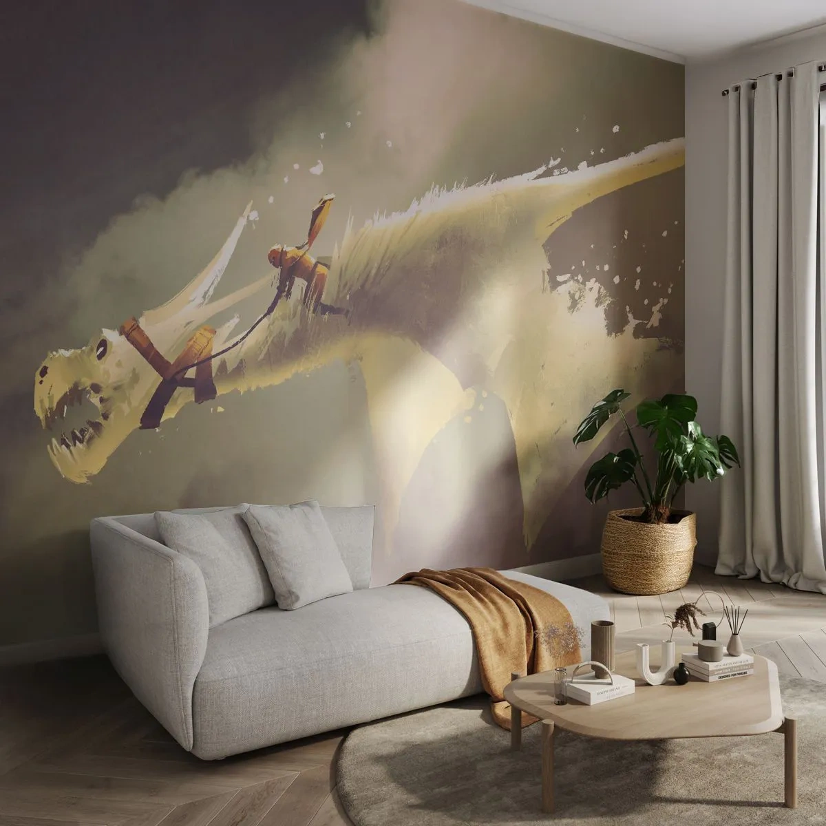 Fototapet Standard Eco - Rädda världen - Abstraktion, Fantasi, drake - 350x256 cm