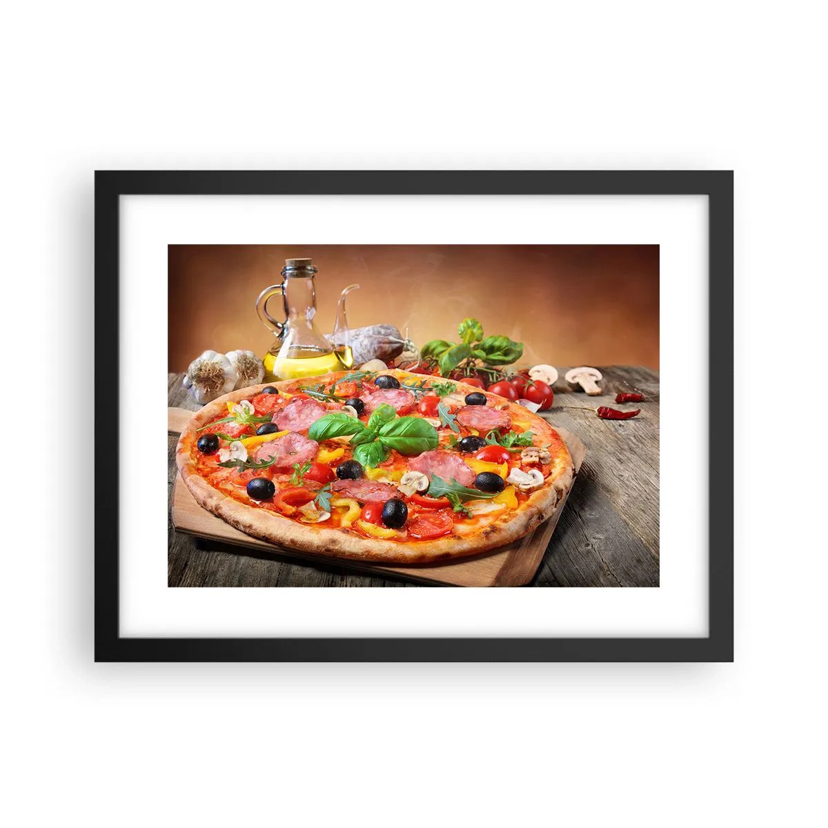 Affisch i svart ram - Med riktig italiensk smak - 40x30 cm
