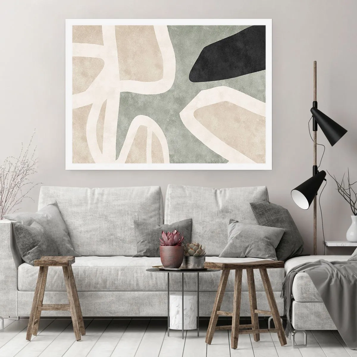 Affisch - Komposition med svart motiv - 91x61 cm