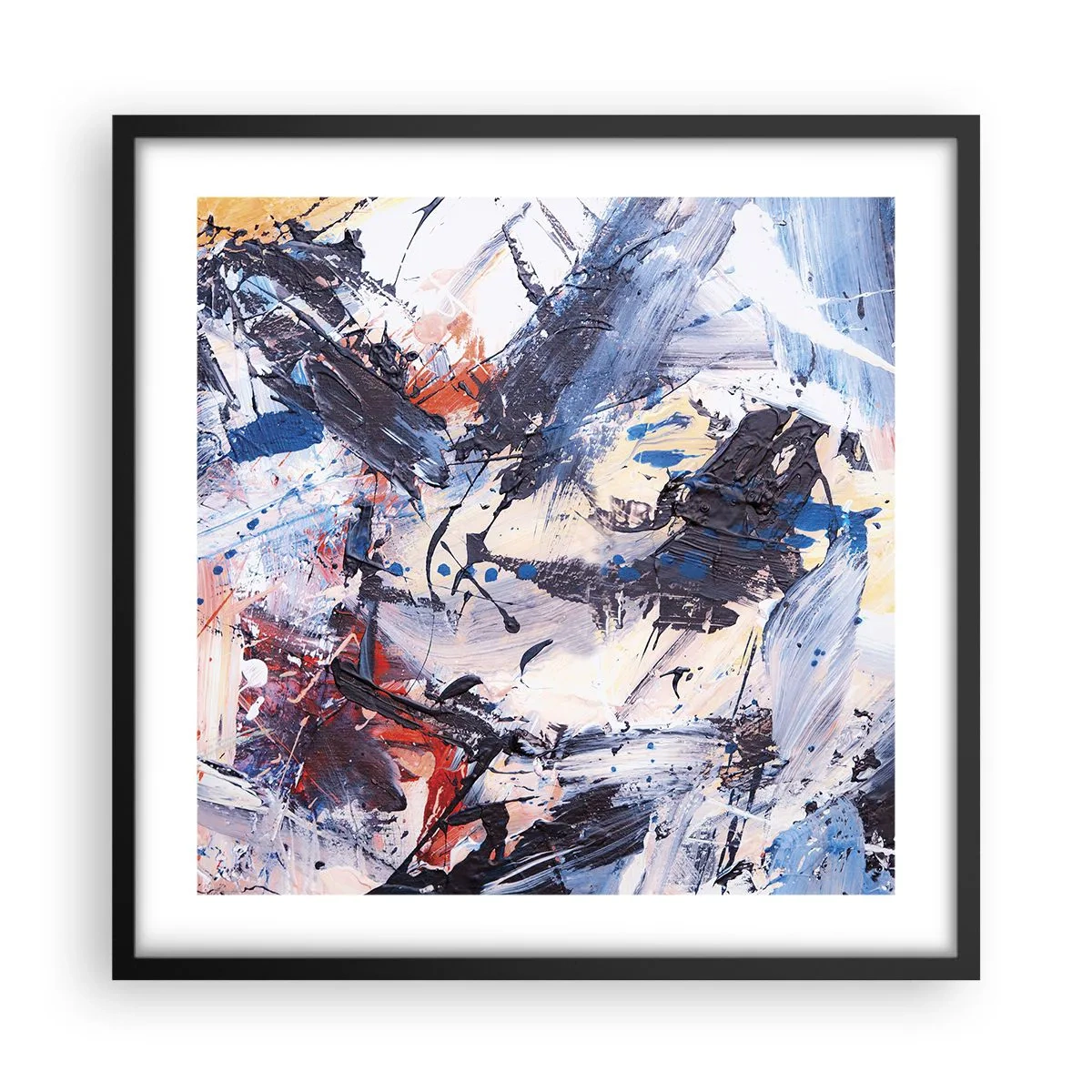 Affisch i svart ram - Abstraktionen galna dans - 50x50 cm
