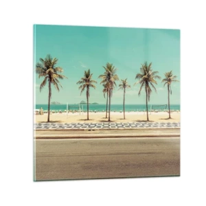 Glastavla - Bild på glas - På stranden - 70x70 cm