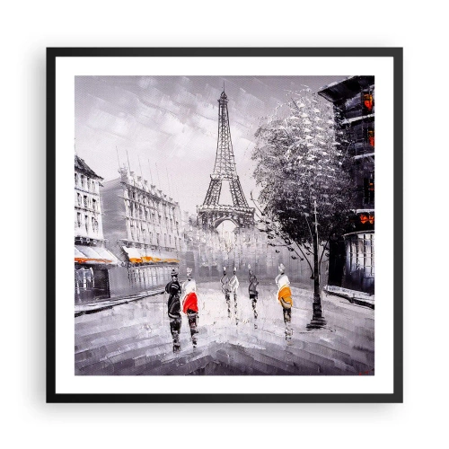 Affisch i svart ram - Promenad i Paris - 60x60 cm