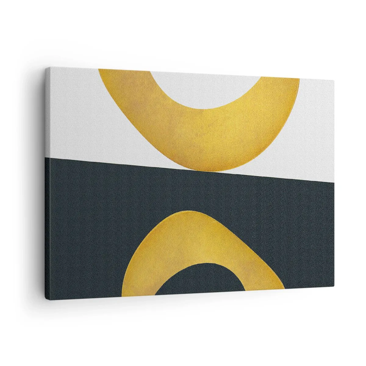 Canvastavla - Bild på duk - Geometriska former i guld på en vit och mörk bakgrund - 70x50cm - Öfr det första: guld - Modern väggdekoration för vardagsrum och sovrum ARTTOR