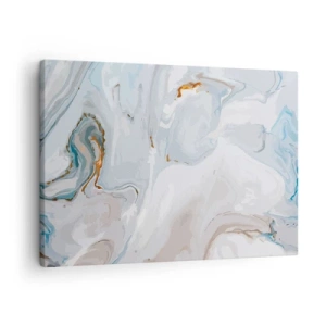 Canvastavla - Bild på duk - Abstrakta vågor i nyanser av blått och vitt - 70x50cm - Utbuktande vithet - Modern väggdekoration för vardagsrum och sovrum ARTTOR