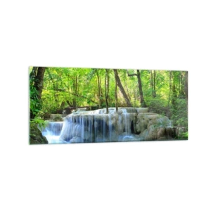 Glastavla - Bild på glas - Sjunka i turkos och grön - 120x50 cm