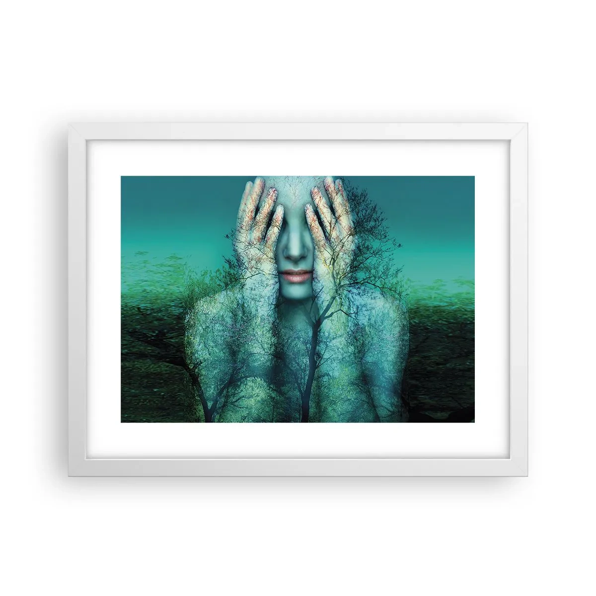 Affisch i vit ram - Doppad i blått - 40x30 cm