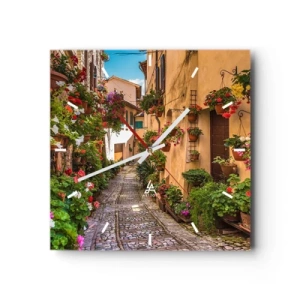 Väggklocka - Klocka på glas - Italiensk gränd - 40x40 cm