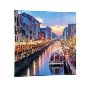 Glastavla - Bild på glas - Ljusets och nöjets kväll - 70x70 cm