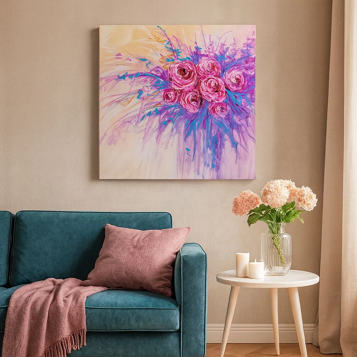 Canvastavla - Bild på duk - Rosfontän - 30x30 cm