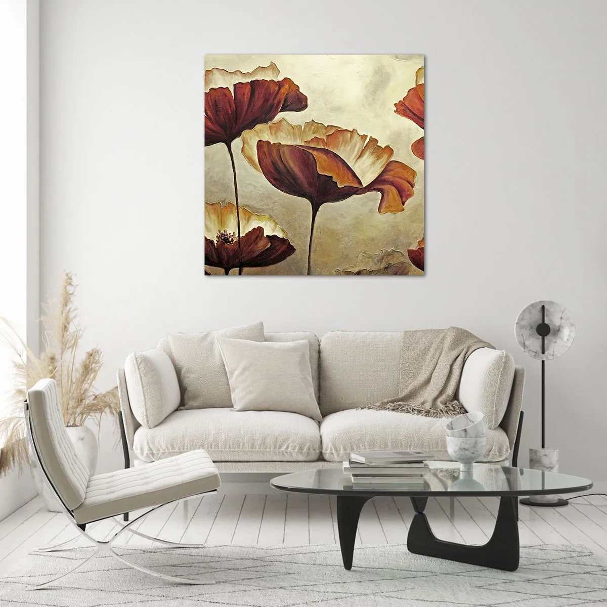 Glastavla - Bild på glas - Ängsblommor - 40x40 cm