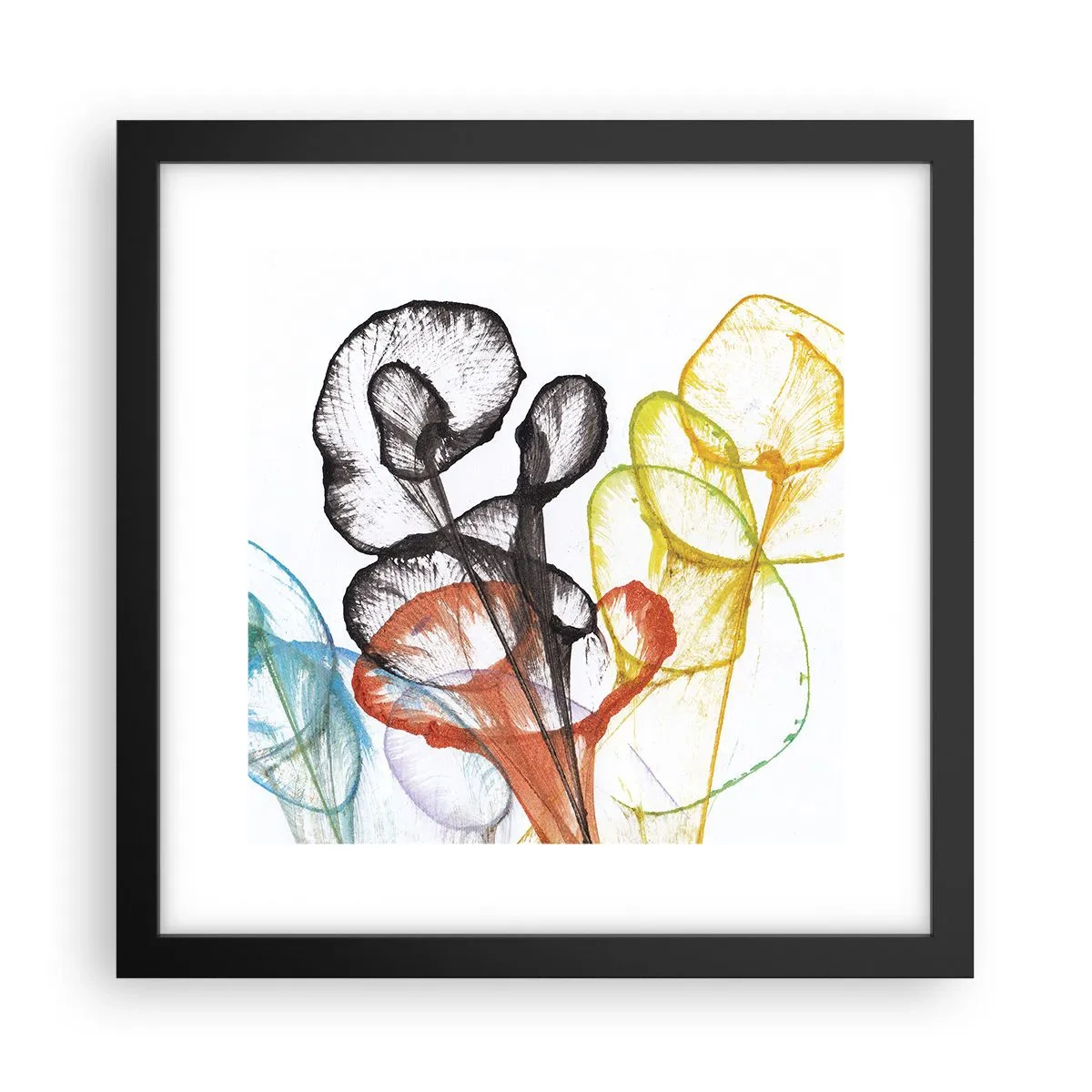 Affisch i svart ram - Blommor med själ - 30x30 cm