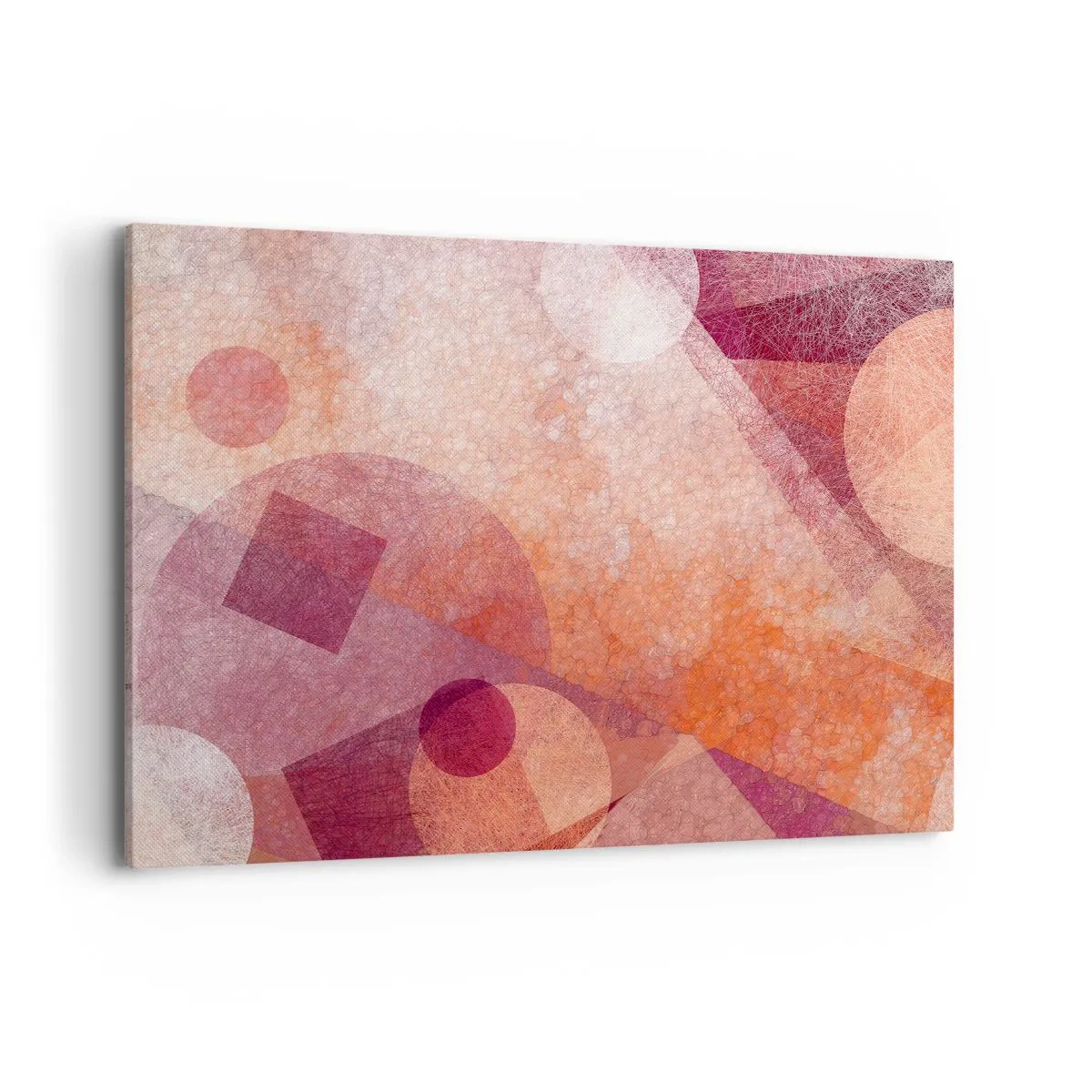 Canvastavla - Bild på duk - Geometriska omvandlingar i rosa - 100x70 cm