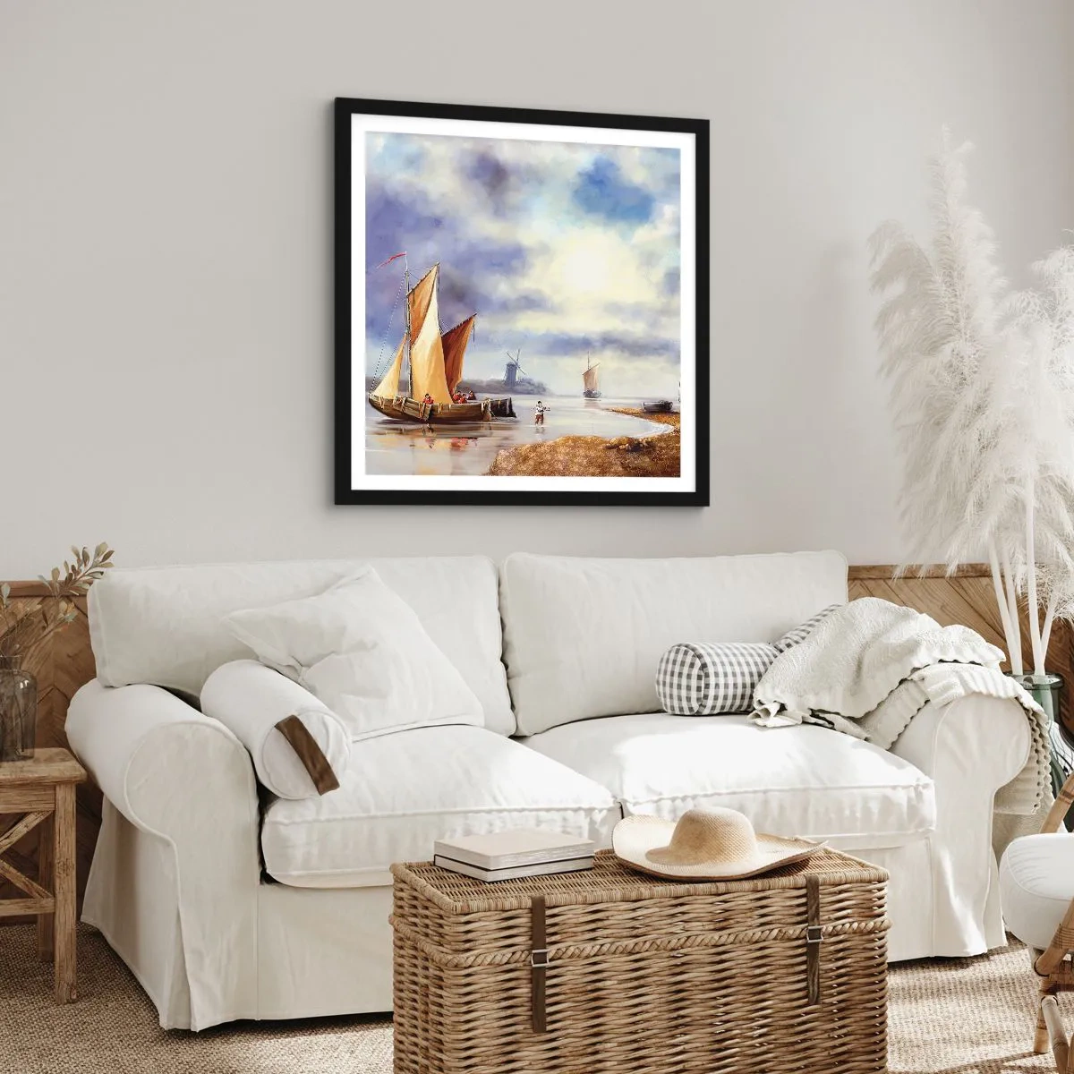 Affisch i svart ram - Seglarnas hemkomst - 60x60 cm