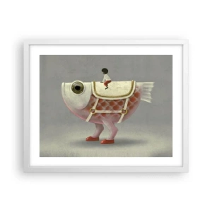 Affisch i vit ram - Fiskryttare - 50x40 cm