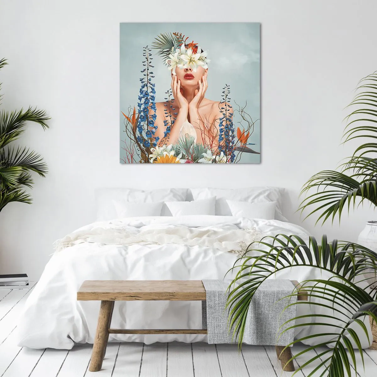Canvastavla - Bild på duk - Kvinna - blomma - 30x30 cm