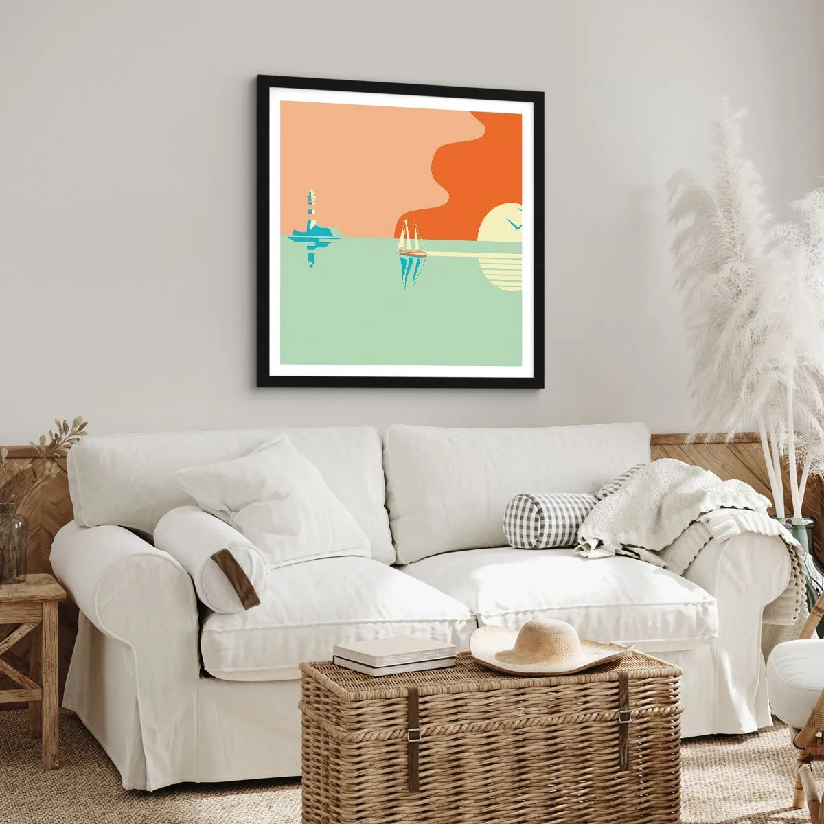 Affisch i svart ram - Perfekt havslandskap - 60x60 cm