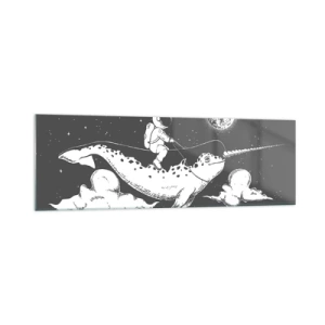 Glastavla - Bild på glas - Rymdryttare - 160x50 cm