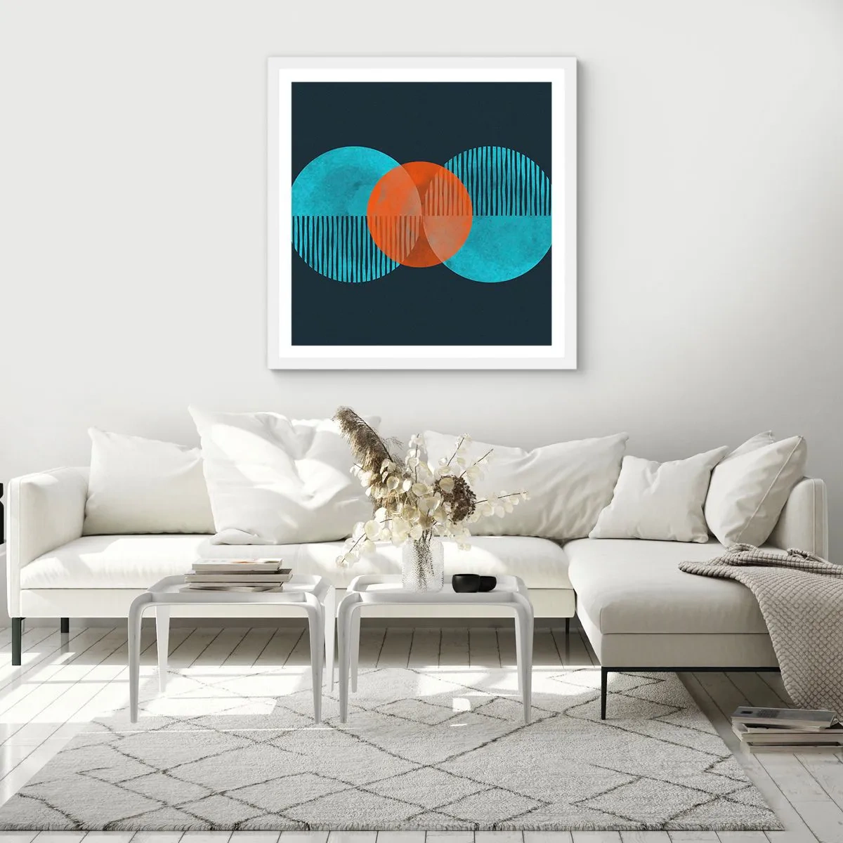 Affisch i vit ram - Symmetrisk komposition - 40x40 cm
