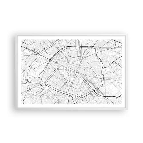 Affisch i vit ram - Paris blomma - 91x61 cm