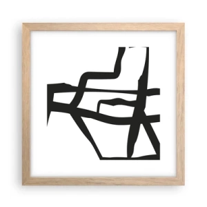 Affisch i ram av ljusek - Svartvit konstruktion - 30x30 cm