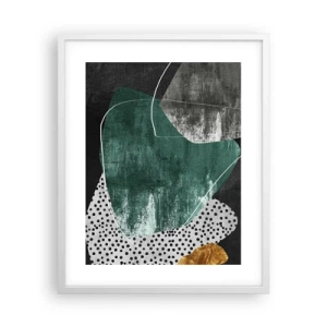 Affisch i vit ram - Färgstark abstraktion med en guldflinga - 40x50 cm