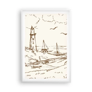 Affisch i vit ram - Sommarminnets kontur - 61x91 cm