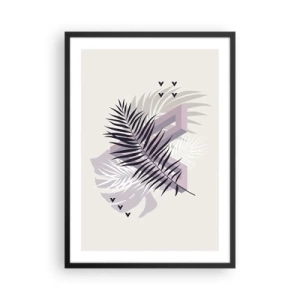 Affisch i svart ram - Abstrakt komposition med löv och geometriska former - 50x70cm - Skuggans skugga - Modern väggdekoration för vardagsrum och sovrum ARTTOR