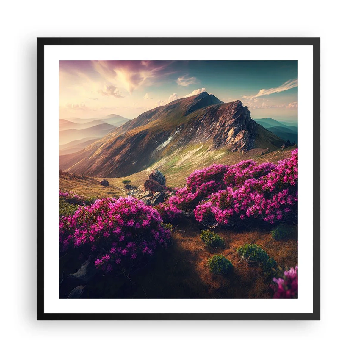 Affisch i svart ram - Sommar i fjällen - 60x60 cm