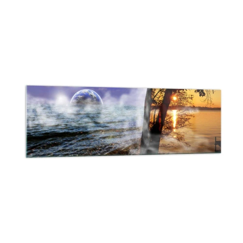 Glastavla - Bild på glas - Surrealistiskt landskap - naturens enighet - 160x50 cm
