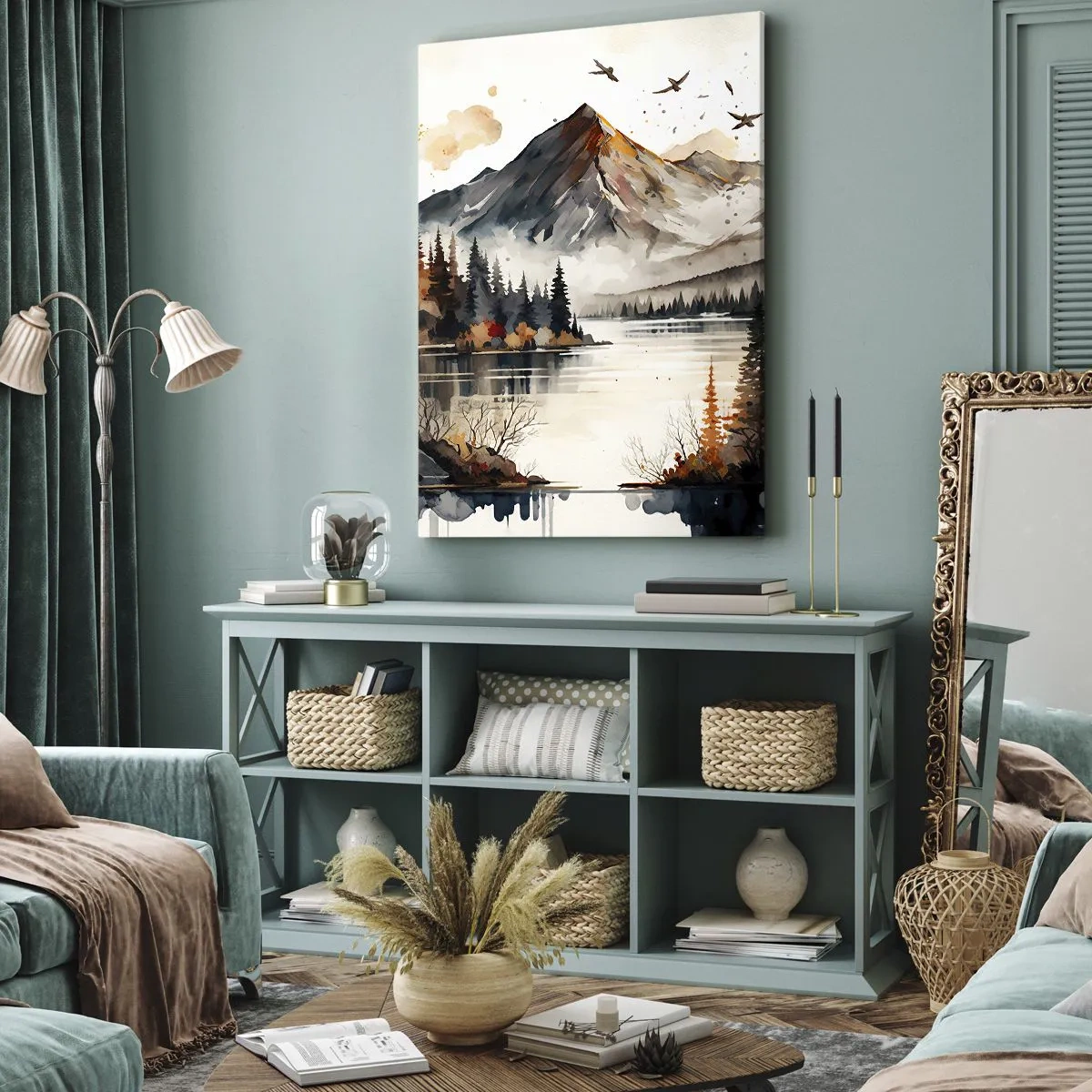Canvastavla - Bild på duk - Gyllene höst i fjällen - 50x70 cm