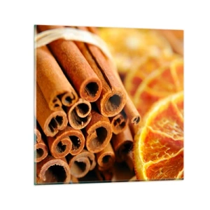 Glastavla - Bild på glas - Känner du deras arom? - 70x70 cm