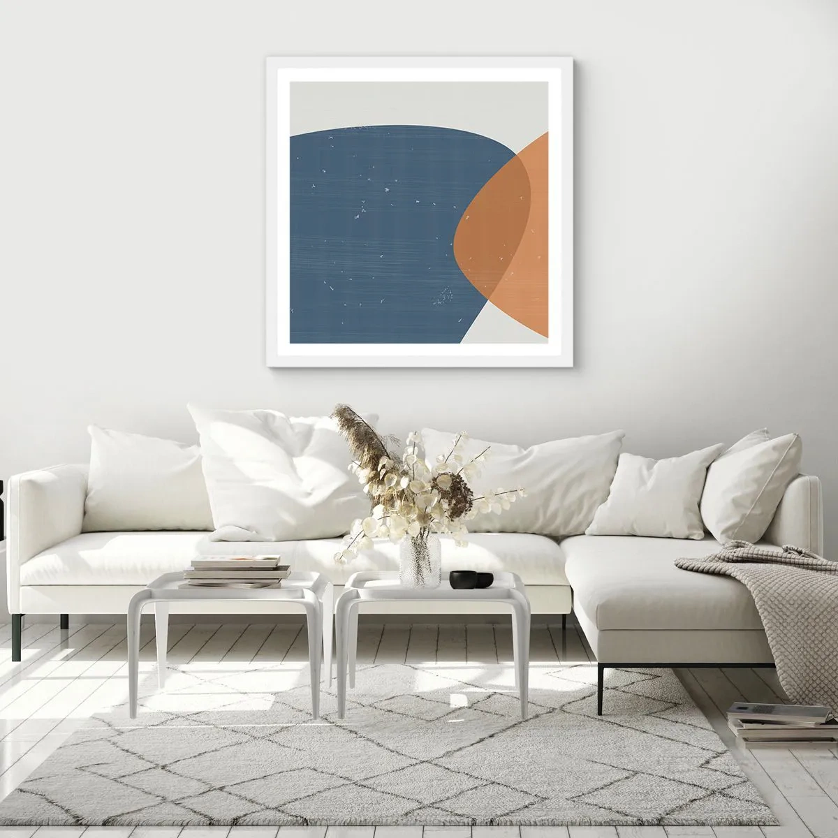 Affisch i vit ram - Ovaler och influenser - 60x60 cm