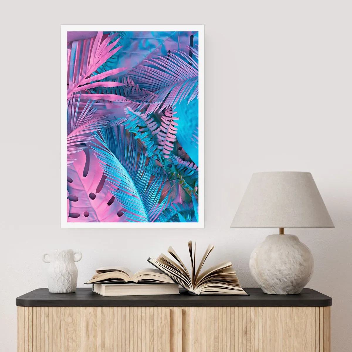 Affisch - Tropiken i rosa och blått - 30x40 cm