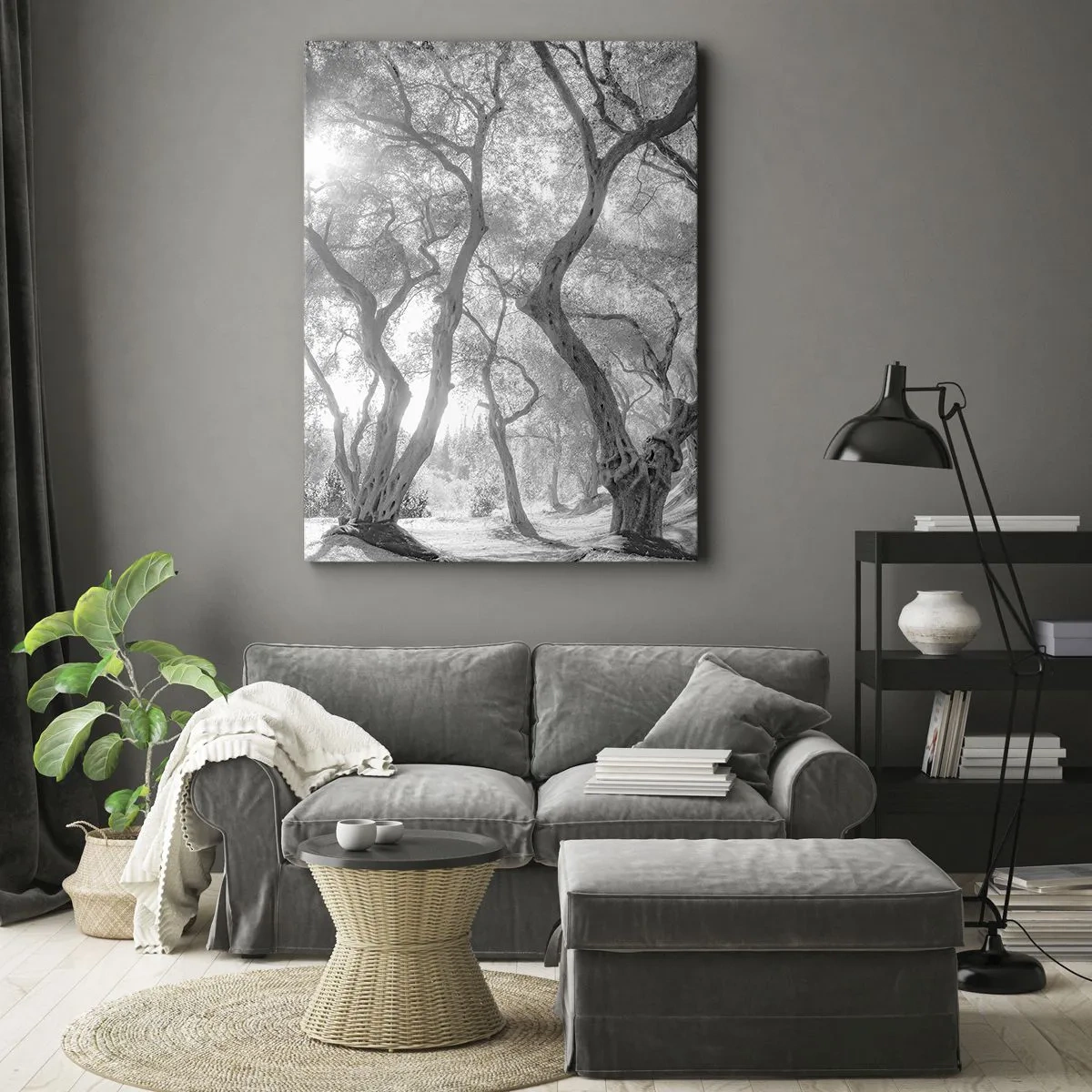 Canvastavla - Bild på duk - I en olivlund - 45x80 cm