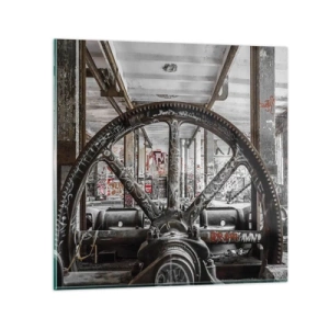 Glastavla - Bild på glas - Fabrikens hemliga liv - 70x70 cm