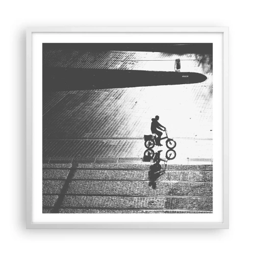 Affisch i vit ram - Rakt fram genom staden - 60x60 cm