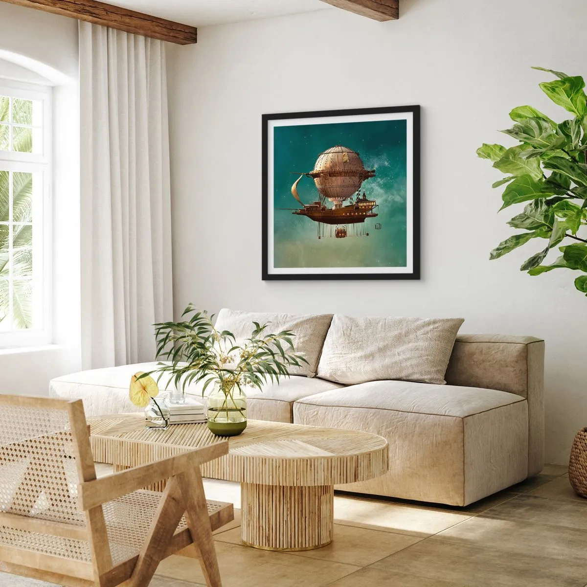 Affisch i svart ram - Jules Verne hälsar - 50x50 cm