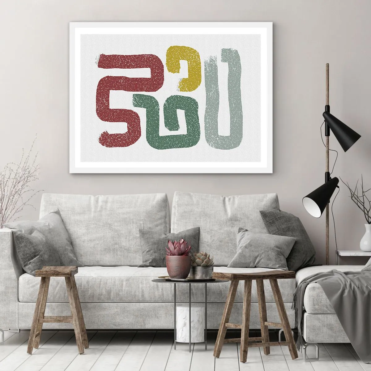 Affisch i vit ram - På ett okänt språk - 91x61 cm