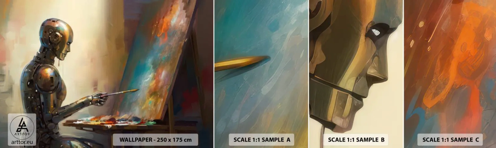 Fototapet Prov Standard Eco - Framtidens konst - Målning, Robot, Borsta - 100x30 cm