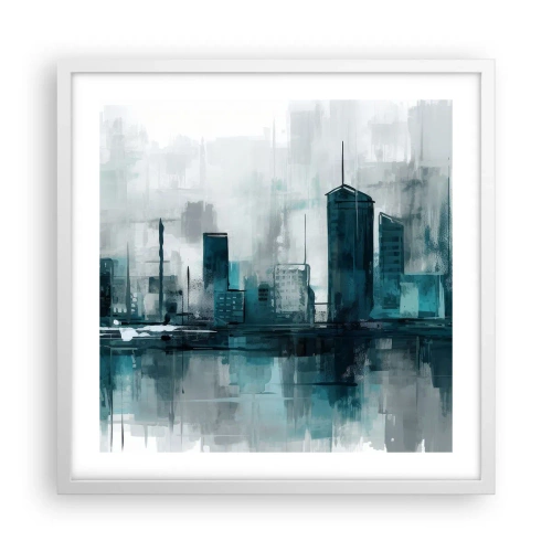 Affisch i vit ram - Regnfärgad stad - 50x50 cm