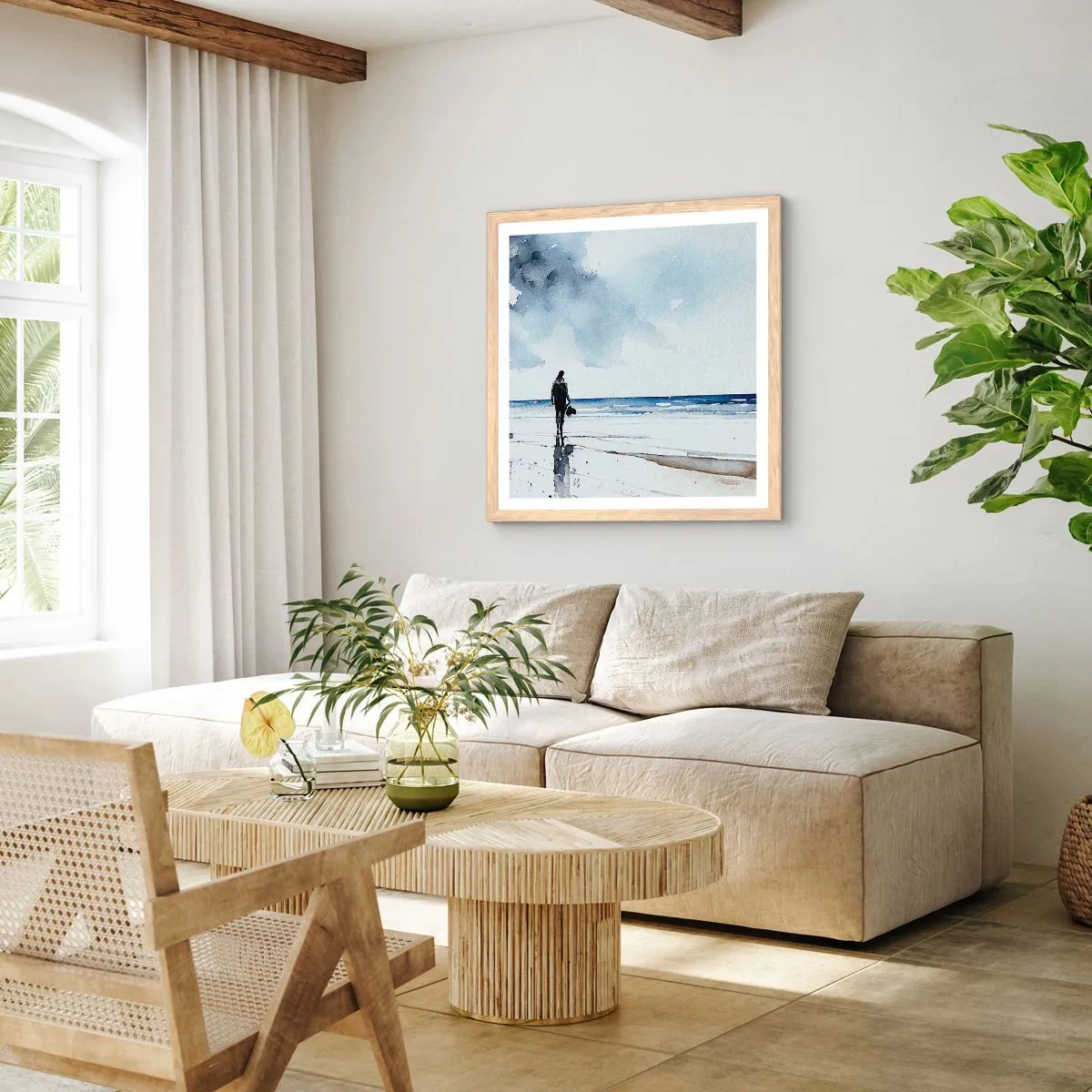 Affisch i ram av ljusek - Samtal med havet - 50x50 cm