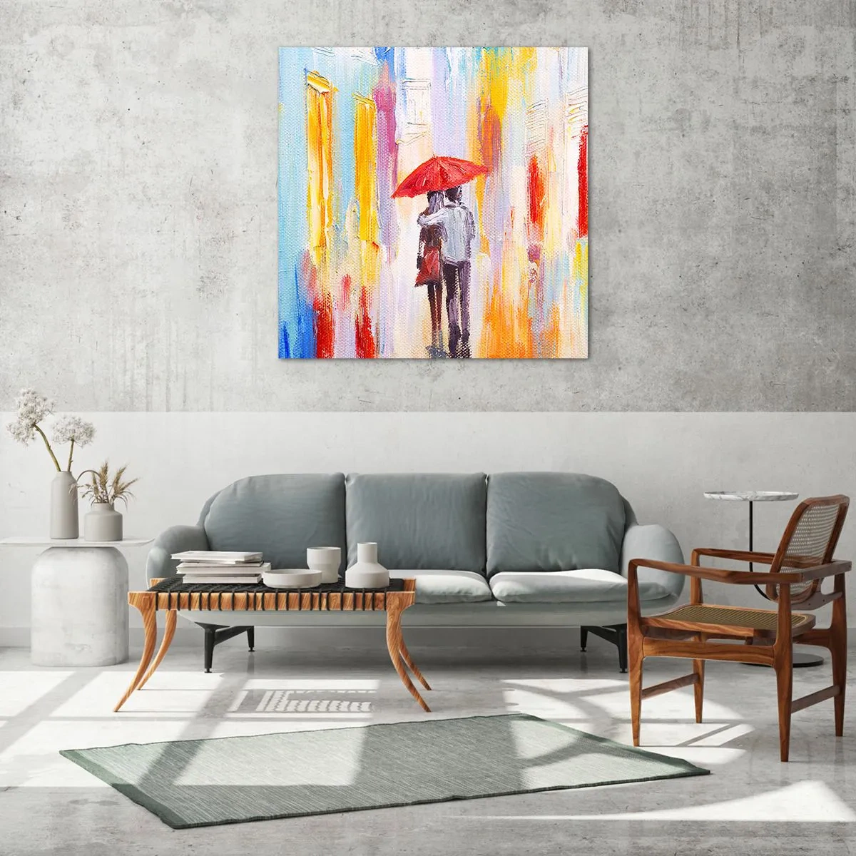 Glastavla - Bild på glas - Må det fortsätta regna - 70x70 cm