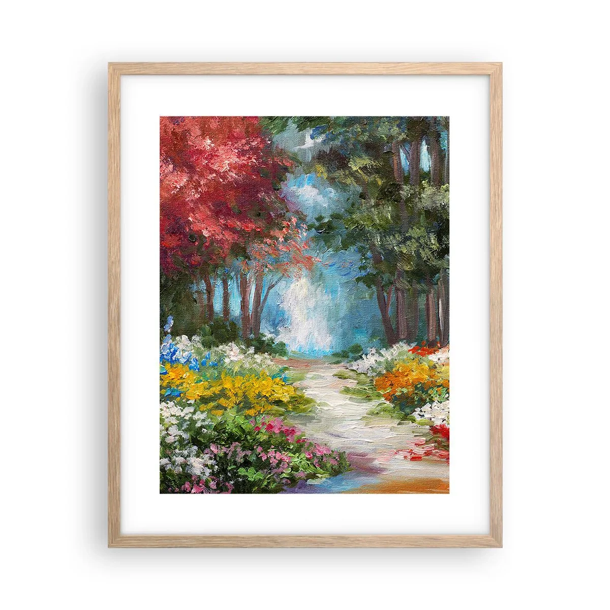 Affisch i ram av ljusek - Skogsträdgård, blomskog - 40x50 cm