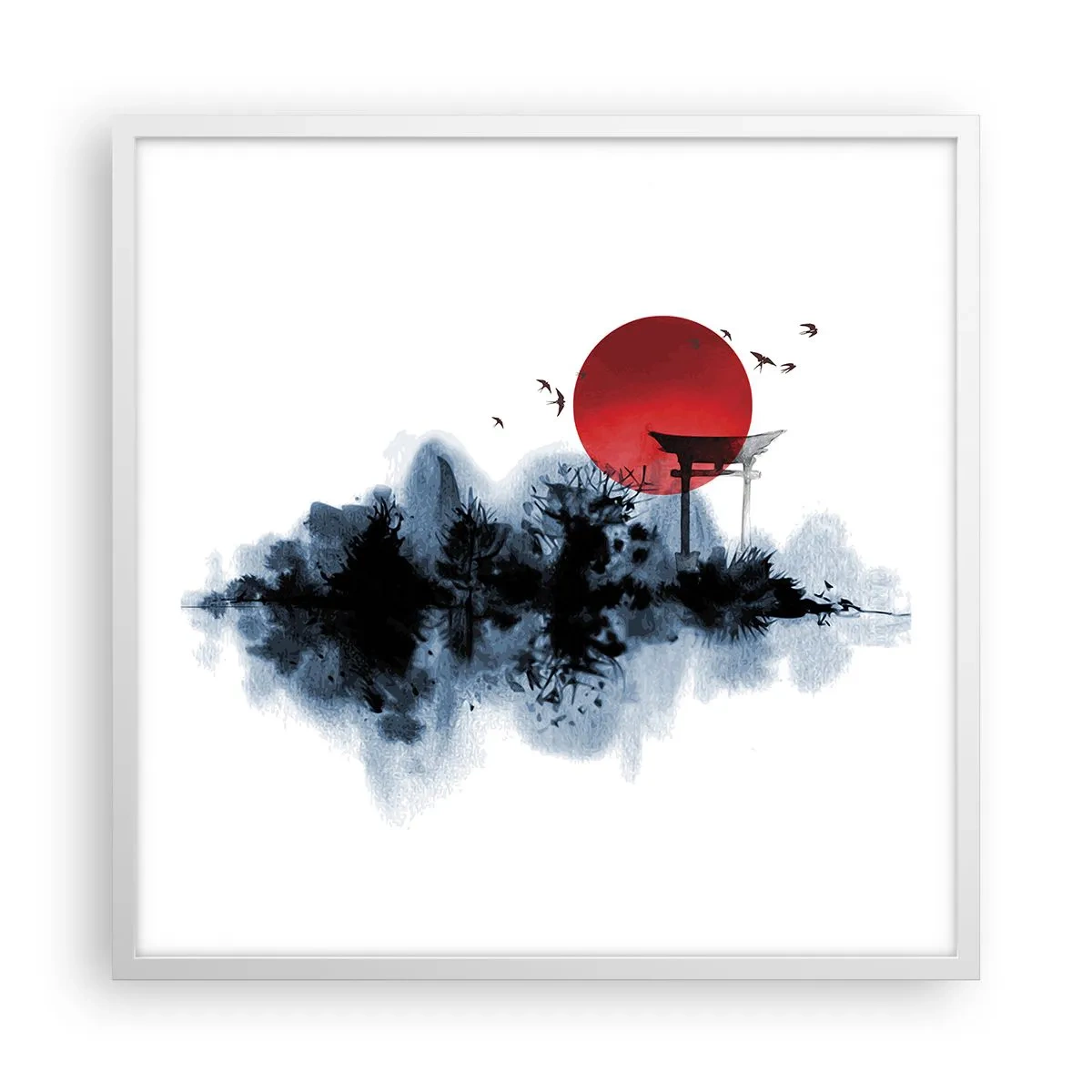 Affisch i vit ram - Japansk utsikt - 60x60 cm