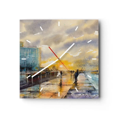 Väggklocka - Klocka på glas - Livet på stranden - 30x30 cm