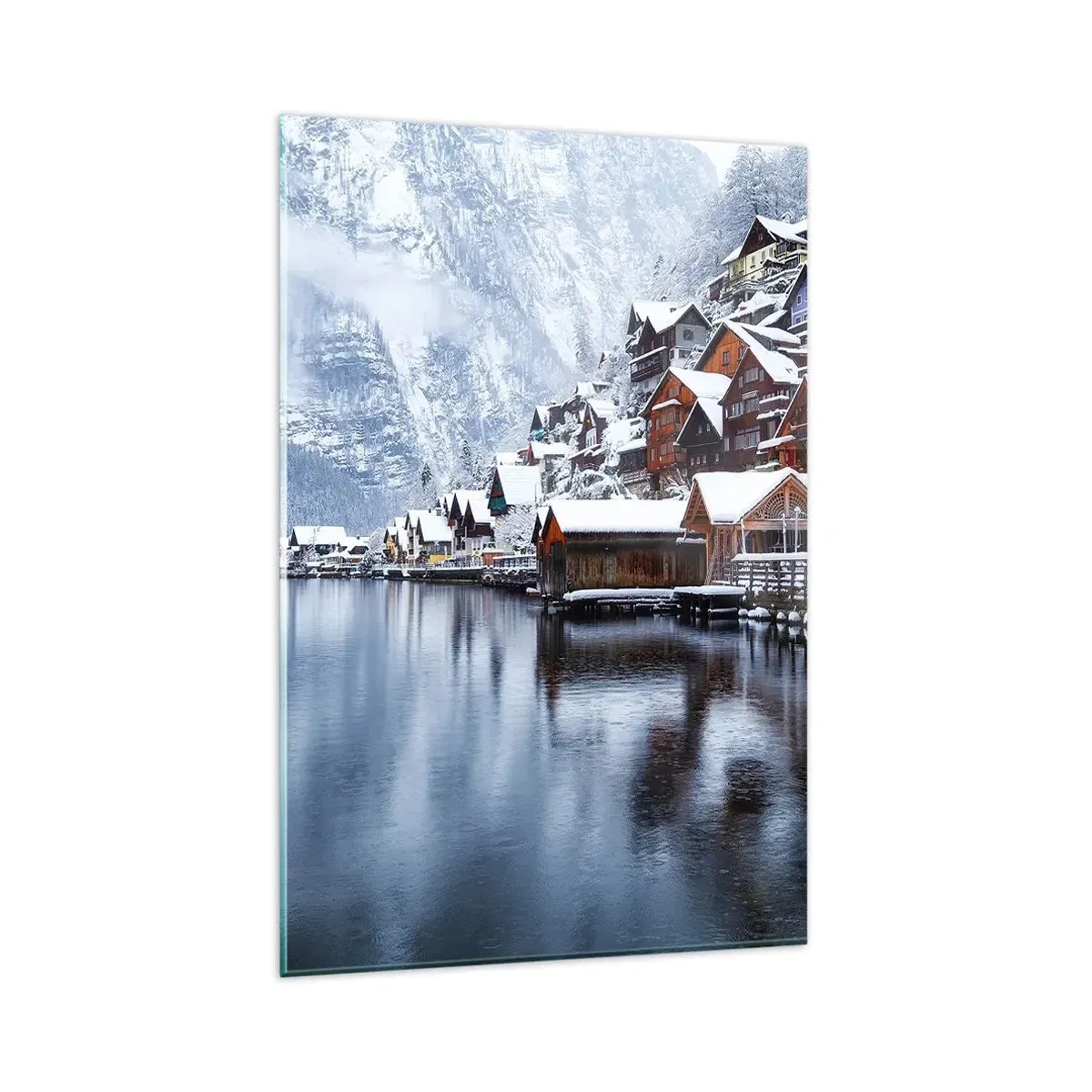 Glastavla - Bild på glas - I vinterns dräkt - 80x120 cm