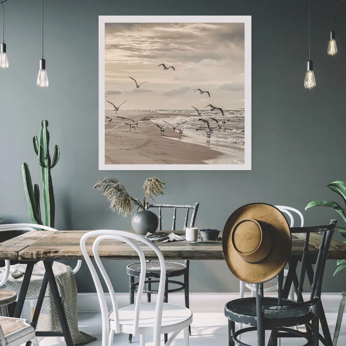 Affisch - Havets brus, fågelsång - 30x30 cm