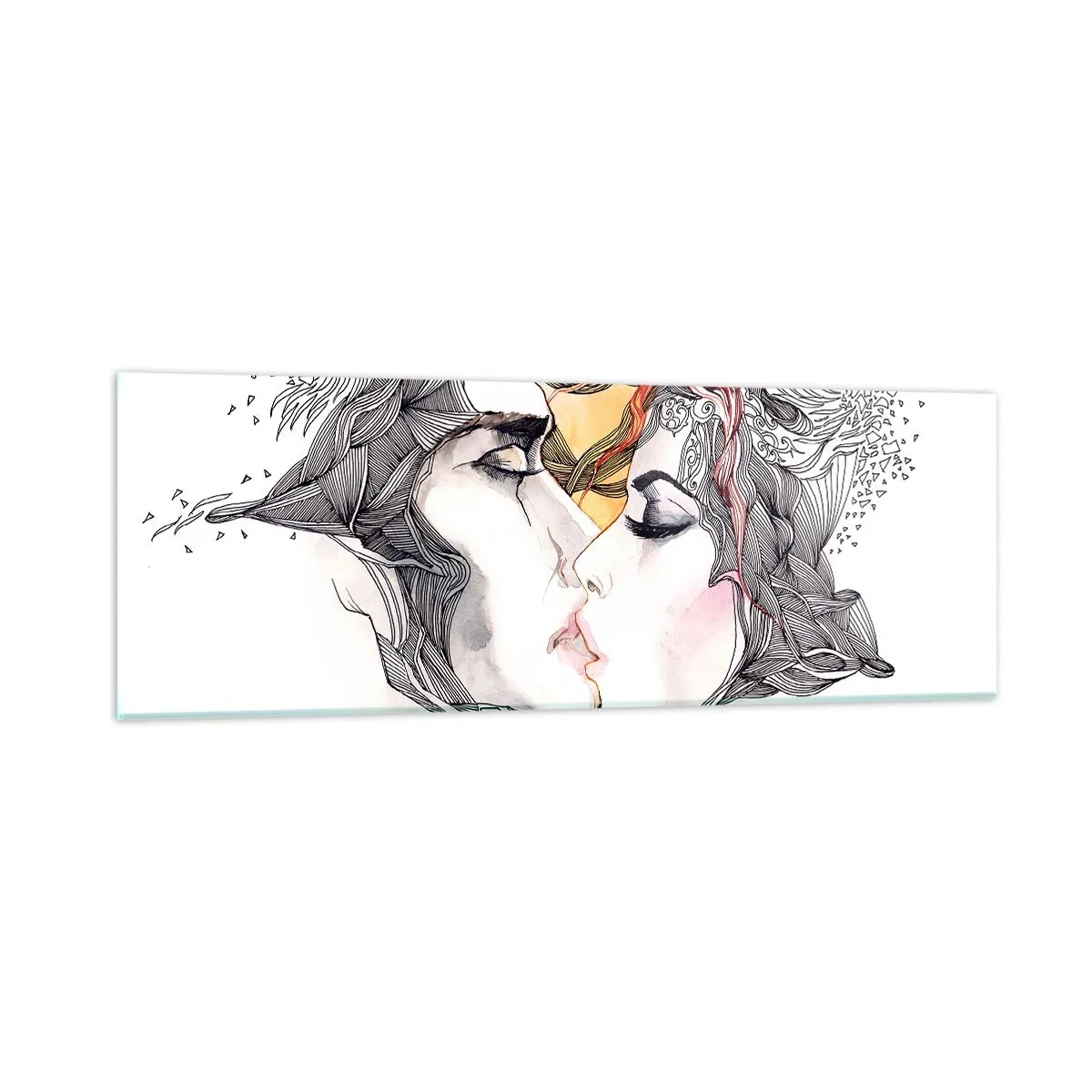 Glastavla - Bild på glas - Världen existerar inte - 90x30 cm